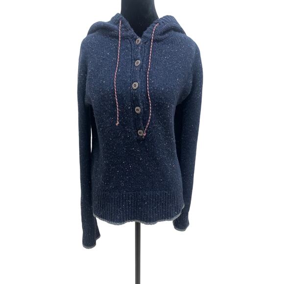 Blue Patagonia Merino Wool Ranchito Hoodie Knit Hiking Skiing Outdoor Adventure - Picture 1 of 5